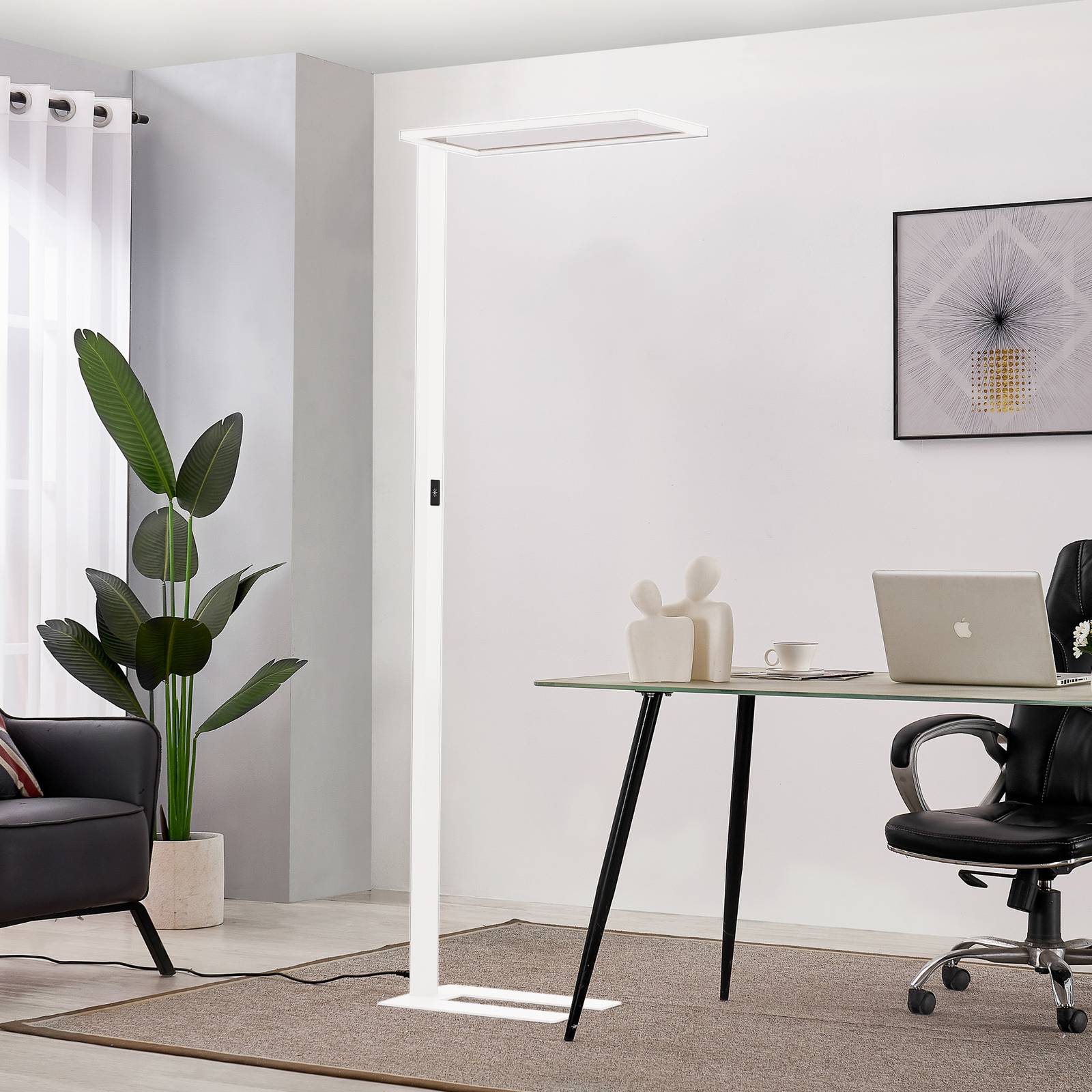 Prios Taronis LED-Büro-Stehlampe, Dimmer, weiß günstig online kaufen