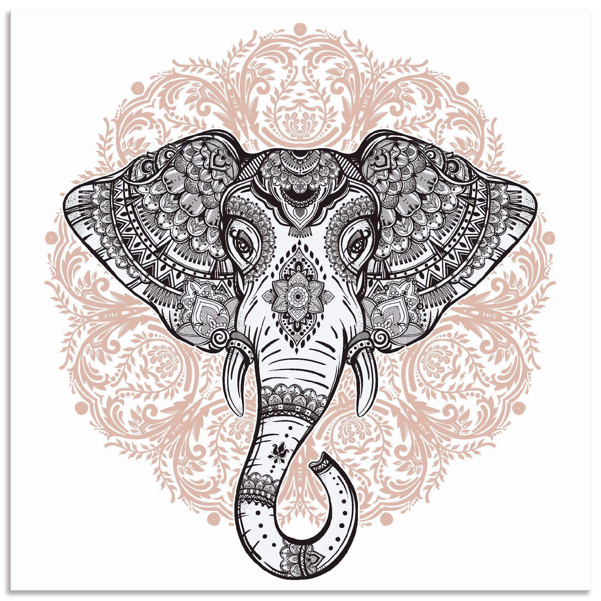 Artland Wandbild "Vintage Mandala Elefant", Wildtiere, (1 St.), als Leinwan günstig online kaufen