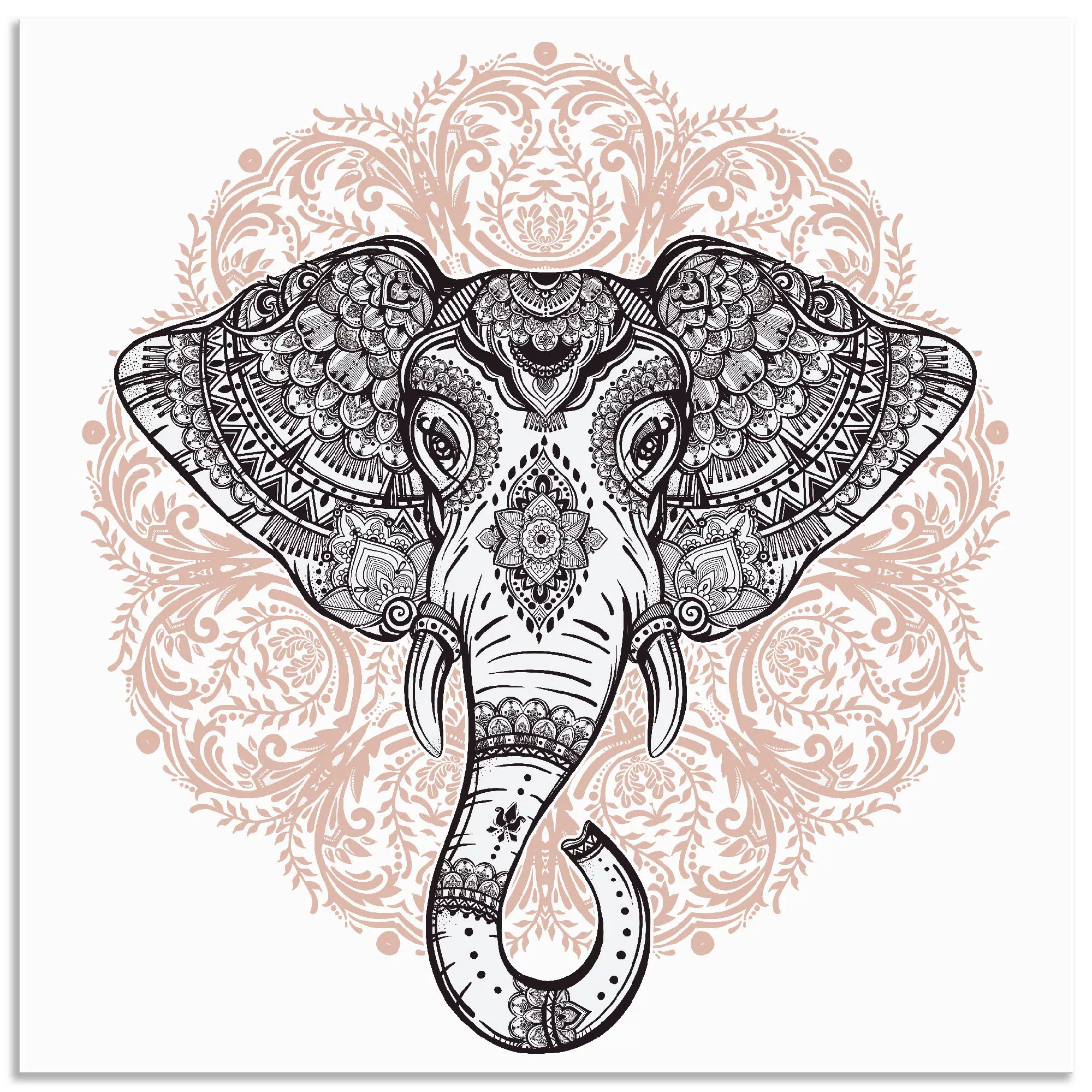 Artland Wandbild »Vintage Mandala Elefant«, Wildtiere, (1 St.), als Leinwan günstig online kaufen