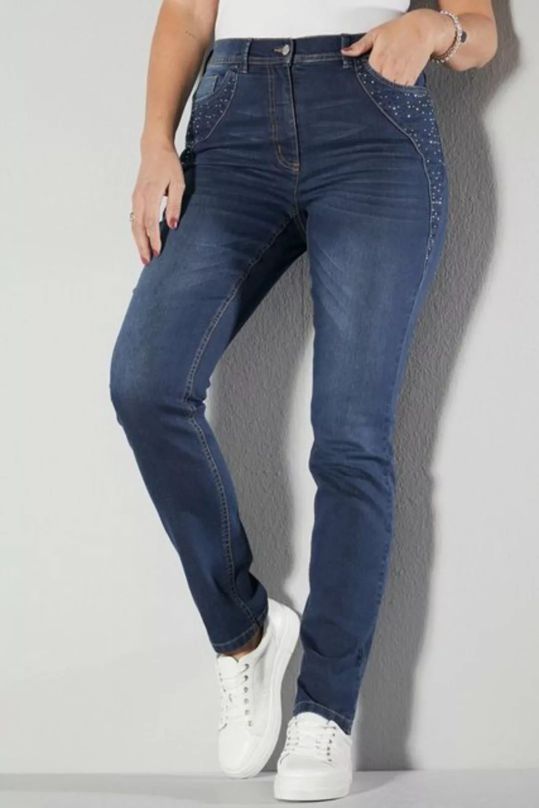 MIAMODA Regular-fit-Jeans Jeans Slim Fit Ziersteinchen 5-Pocket günstig online kaufen