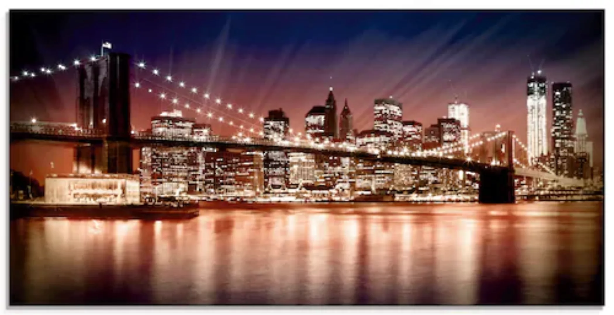 Artland Glasbild »Manhattan Sonnenuntergang«, Brücken, (1 St.), in verschie günstig online kaufen