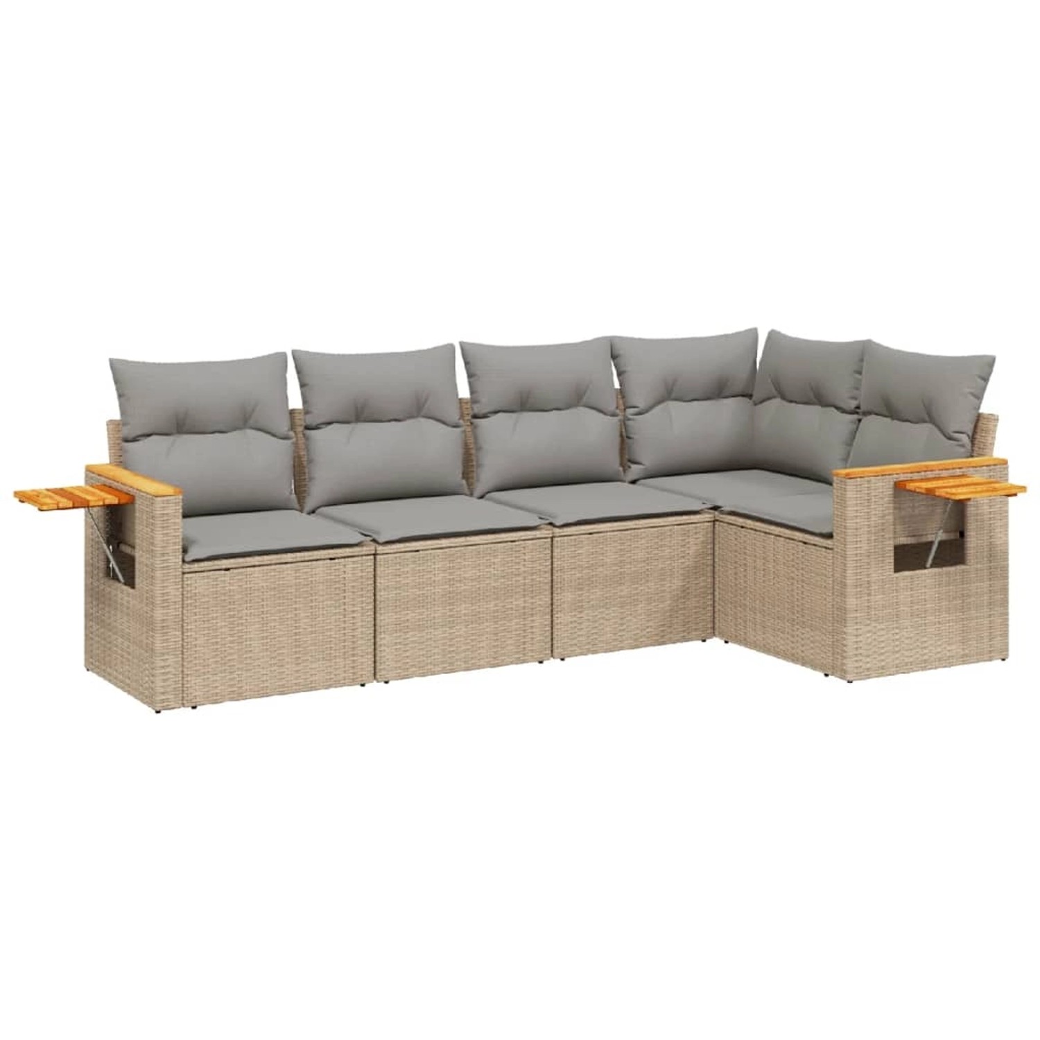 vidaXL 5-tlg Garten-Sofagarnitur mit Kissen Beige Poly Rattan Modell 79 günstig online kaufen