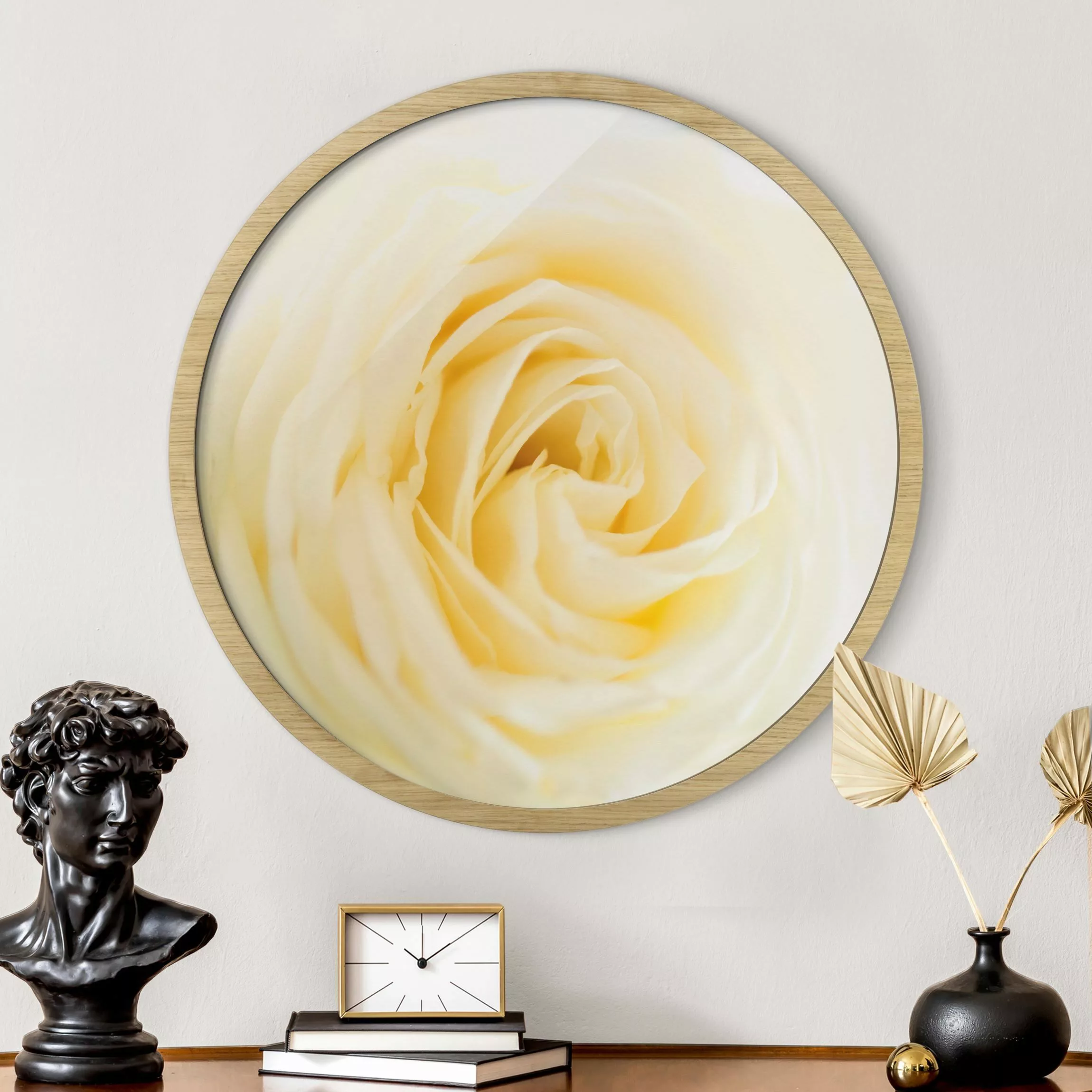 Rundes Gerahmtes Bild White Rose günstig online kaufen