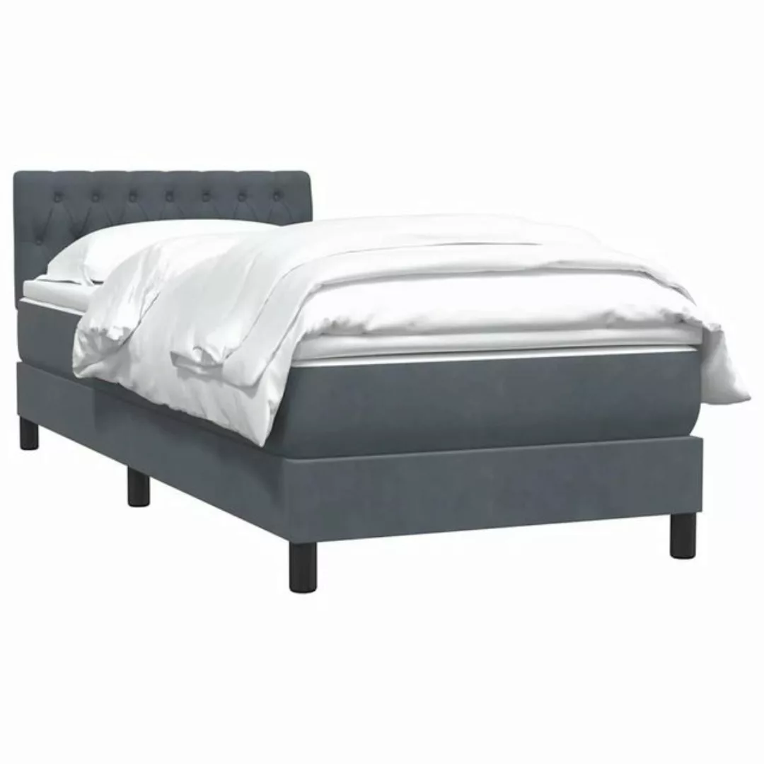 vidaXL Bett Boxspringbett mit Matratze Dunkelgrau 100x220 cm Samt günstig online kaufen