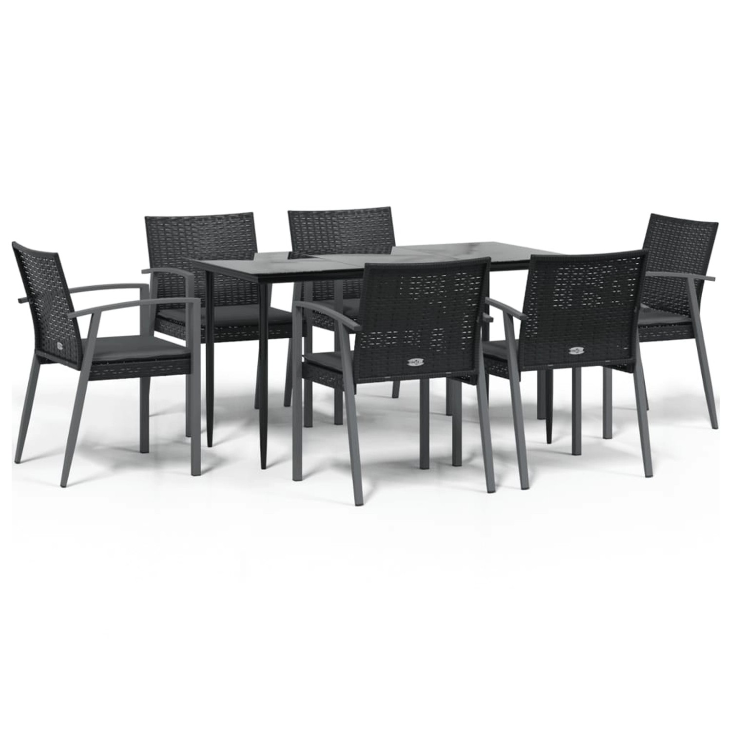 vidaXL 7-Tlg Garten-Essgruppe mit Kissen Poly Rattan und Stahl 3186976 günstig online kaufen