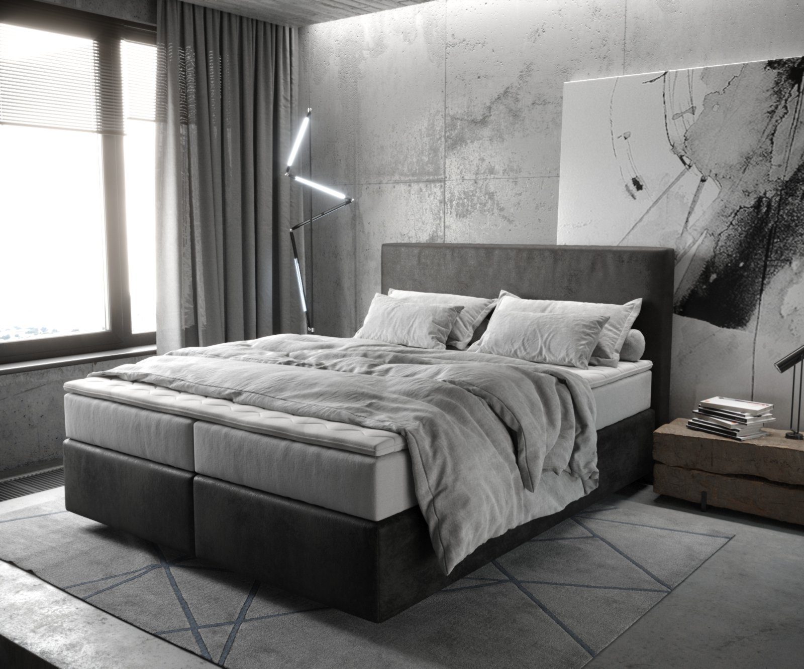 DELIFE Boxspringbett Dream-Well, Mikrofaser Anthrazit Vintage günstig online kaufen