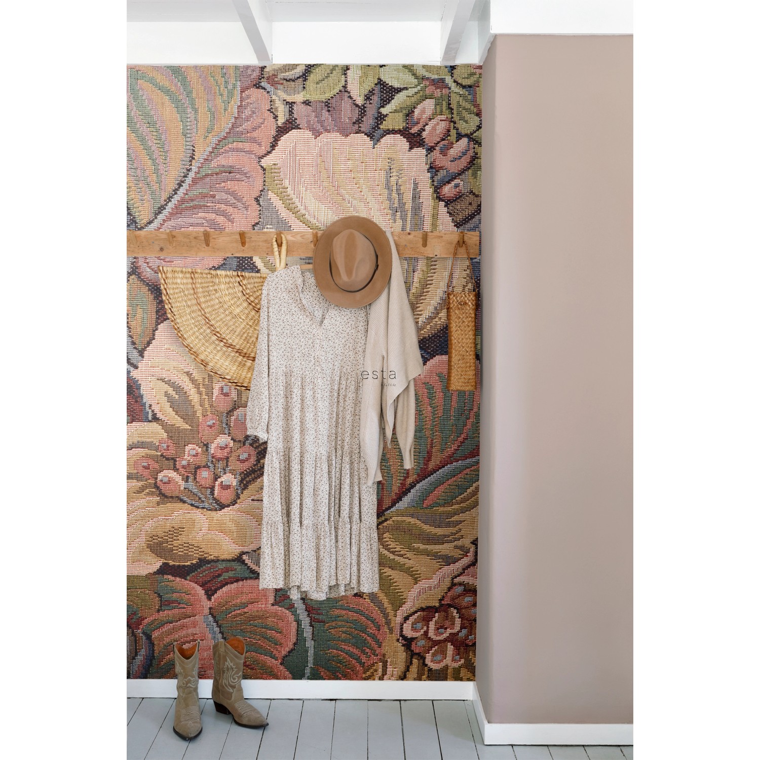 ESTAhome Fototapete Blumenmuster Terrakottarosa 1,86 x 2,79 m 158889 günstig online kaufen