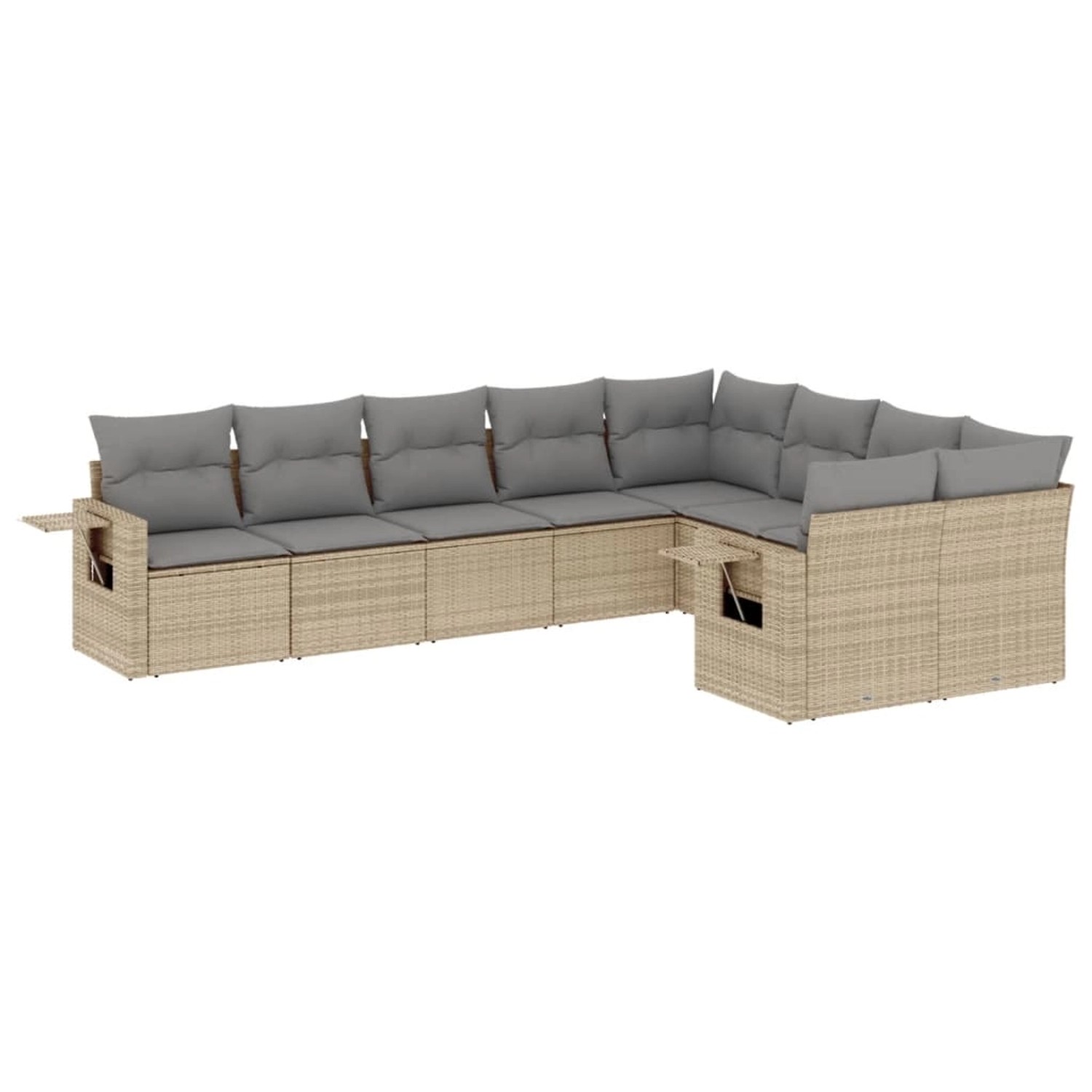 vidaXL 9-Tlg Garten-Sofagarnitur mit Kissen Beige Poly Rattan 3252976 günstig online kaufen