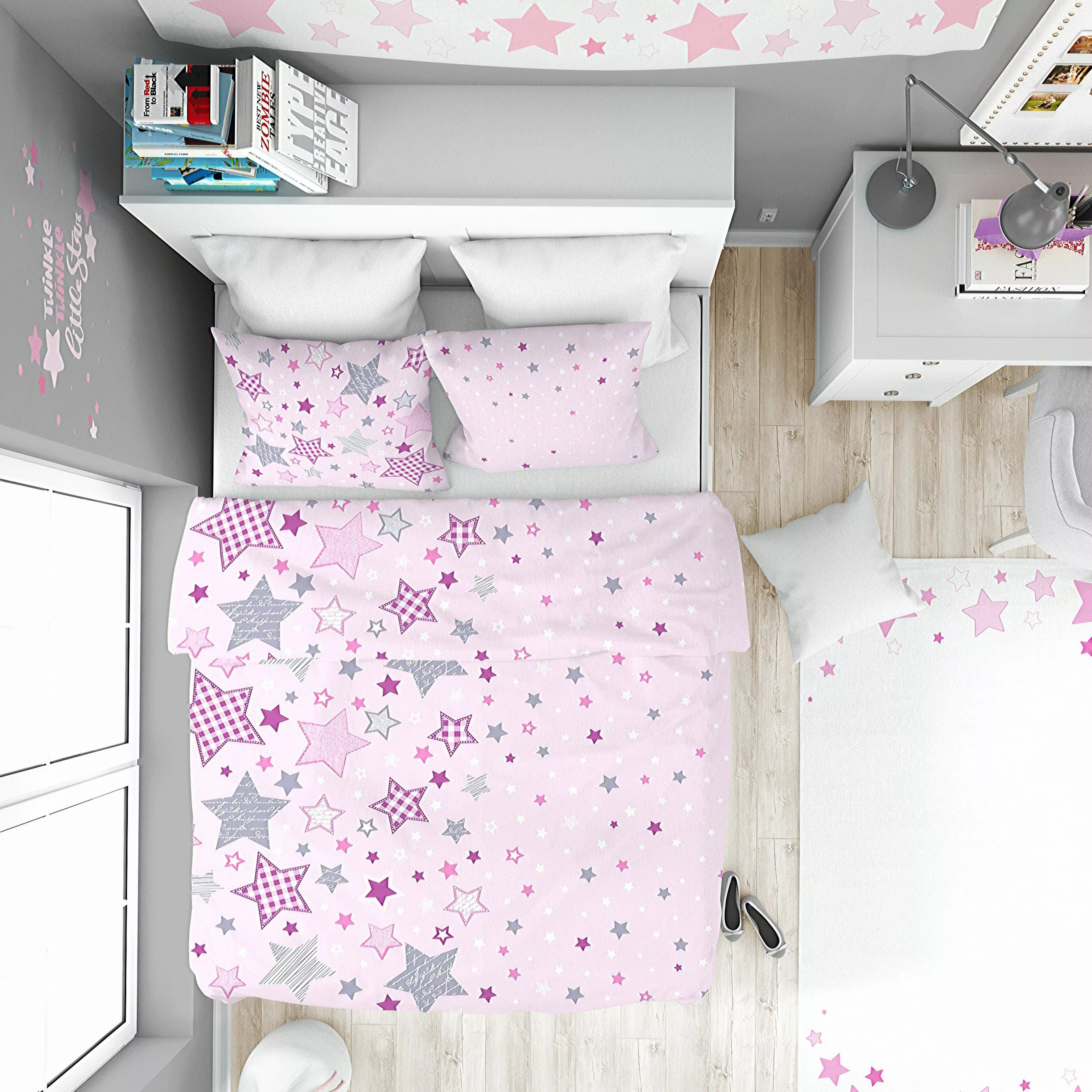 MTOnlinehandel Bettwäsche Sterne 135x200 + 80x80 günstig online kaufen