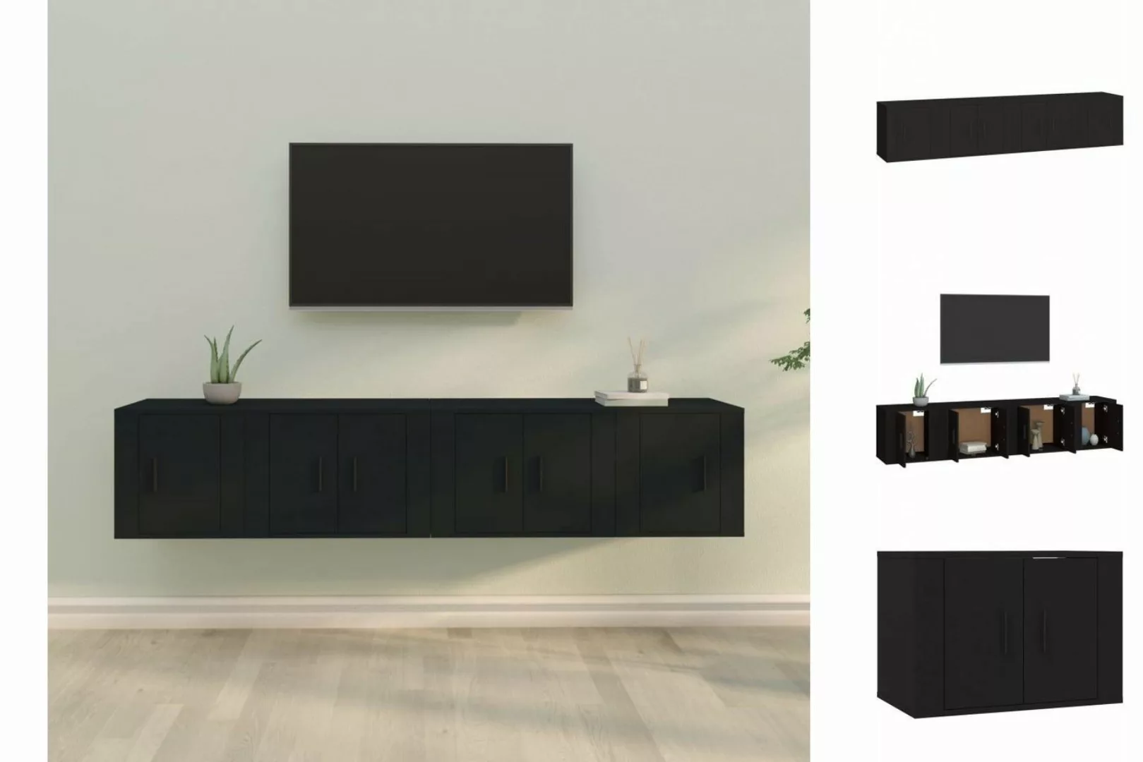 vidaXL TV-Schrank 4-tlg TV-Schrank-Set Schwarz Spanplatte günstig online kaufen