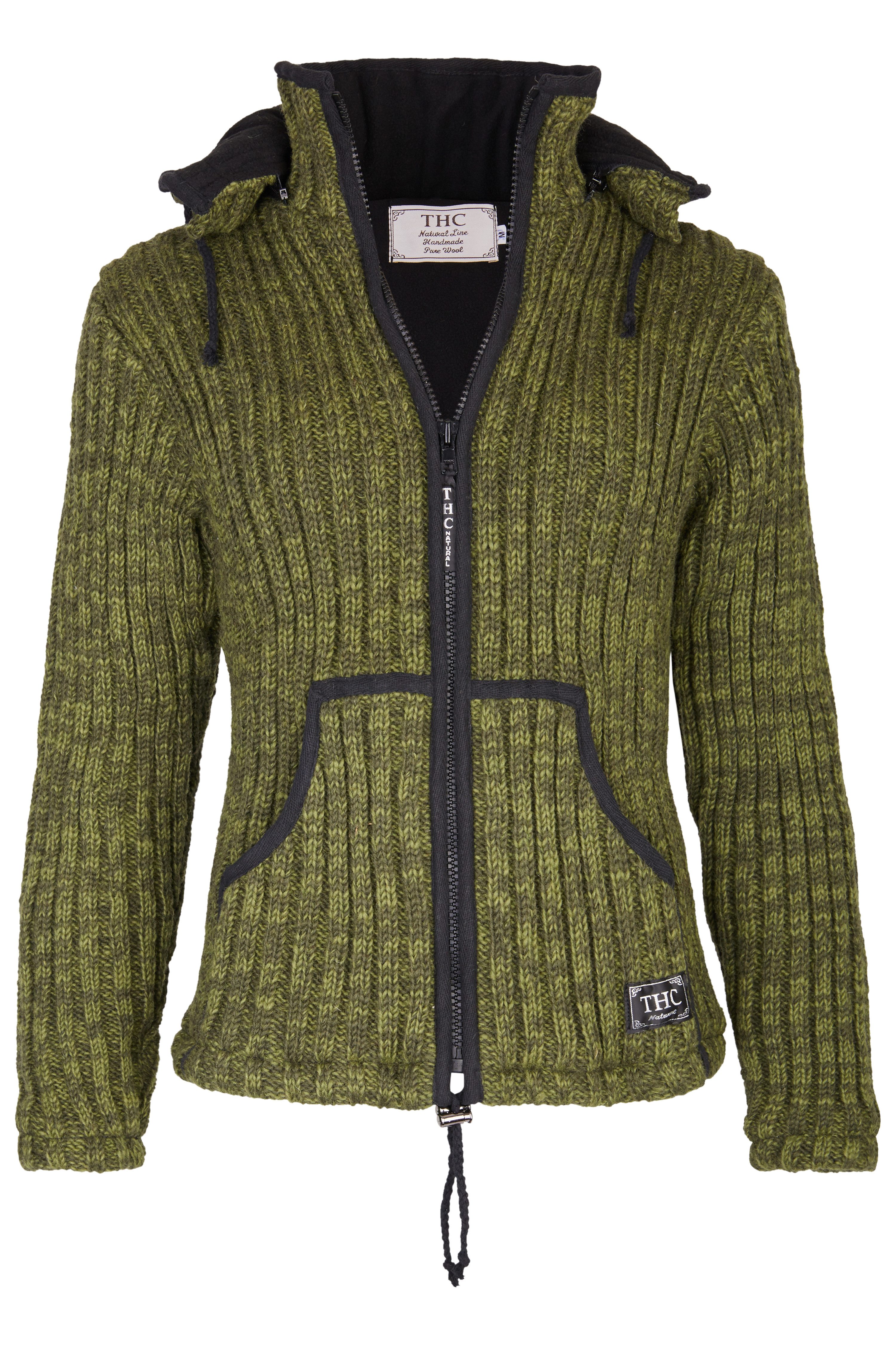 THC Natural Line Strickjacke Schafwollstrickjacke grün günstig online kaufen