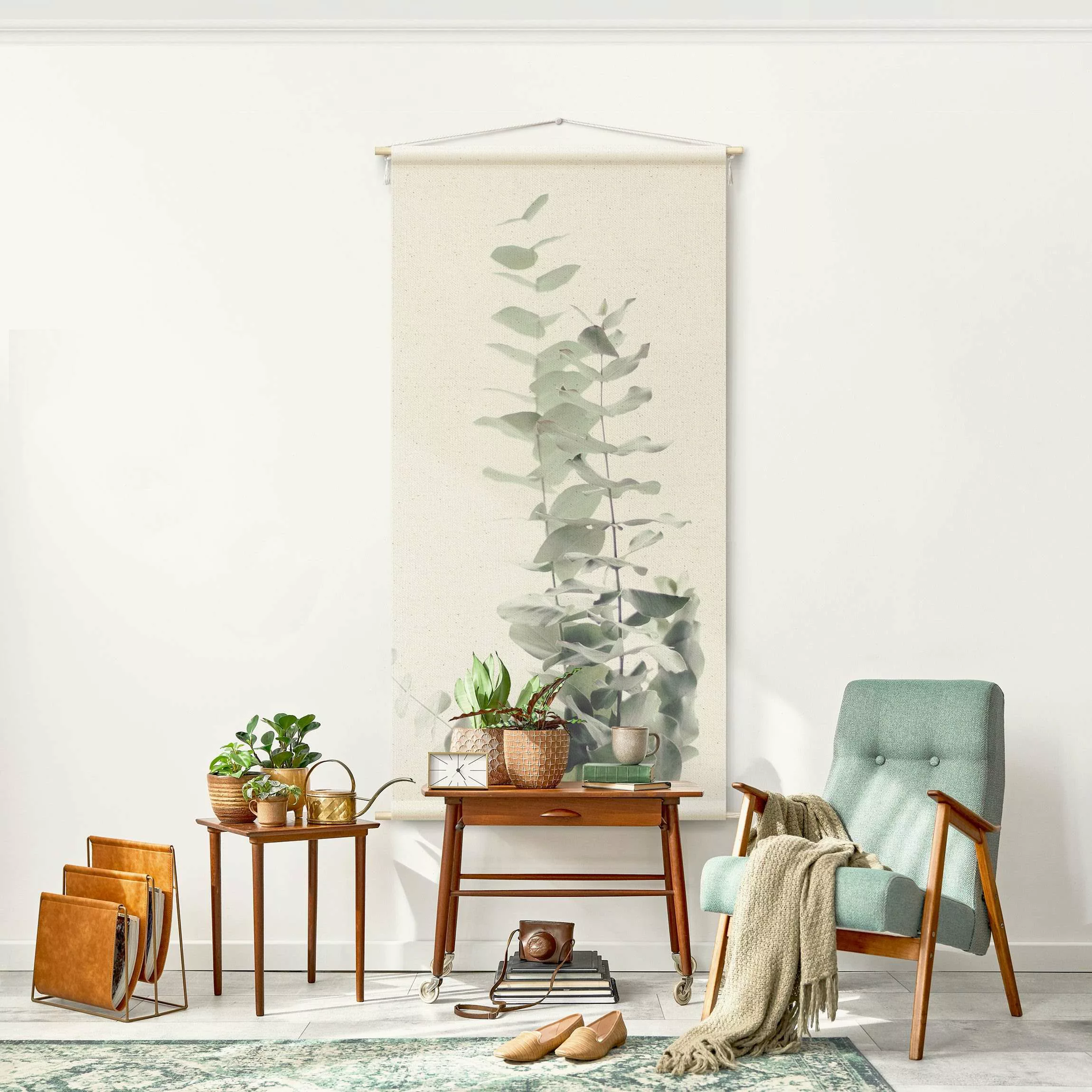 Wandteppich Eukalyptus im Weißen Licht günstig online kaufen