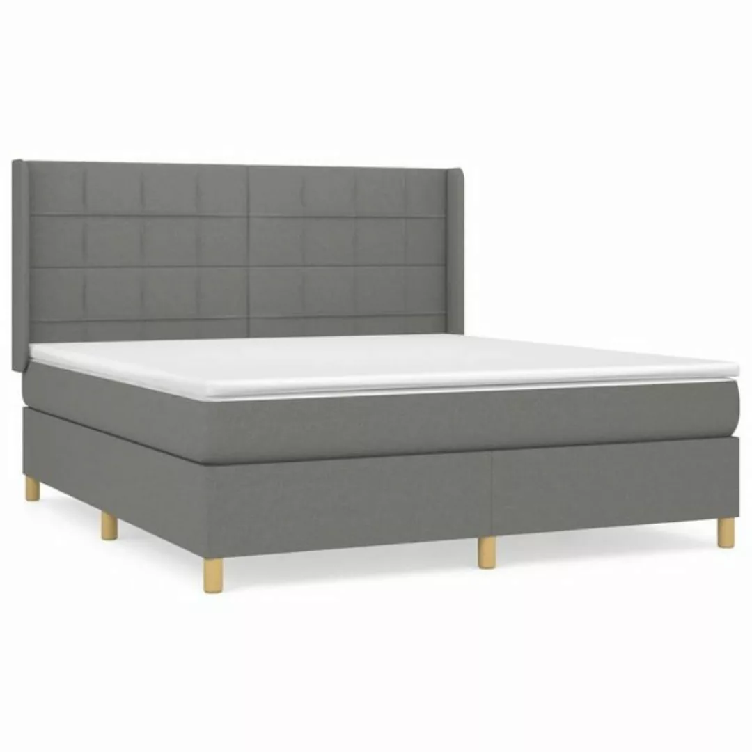 vidaXL Bettgestell Boxspringbett mit Matratze Dunkelgrau 160x200 cm Stoff B günstig online kaufen