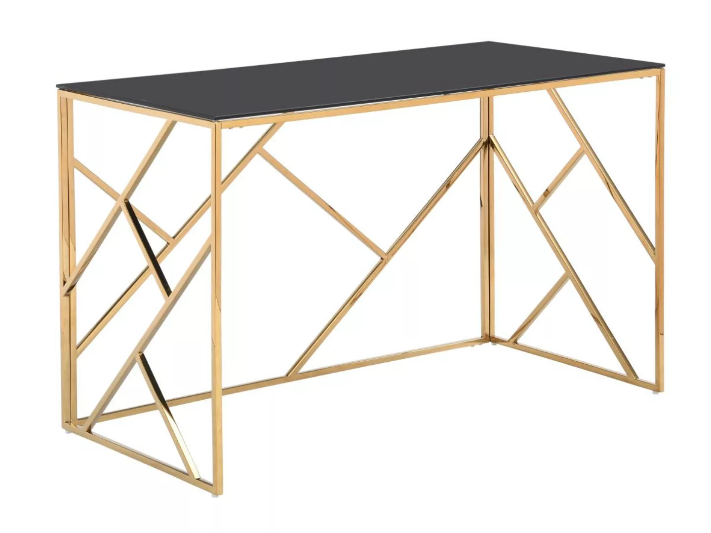 Schreibtisch - Glas & Stahl - Goldfarben & Schwarz - ATHENA von Pascal Mora günstig online kaufen