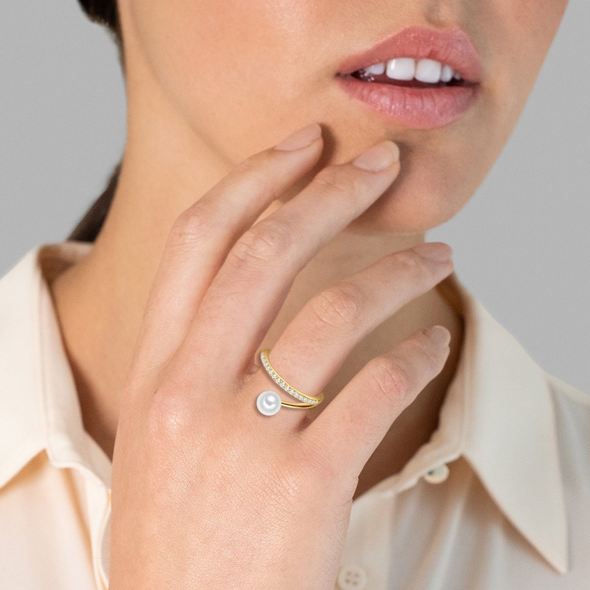Valero Pearls Silberring gelbgold, aus Sterling günstig online kaufen