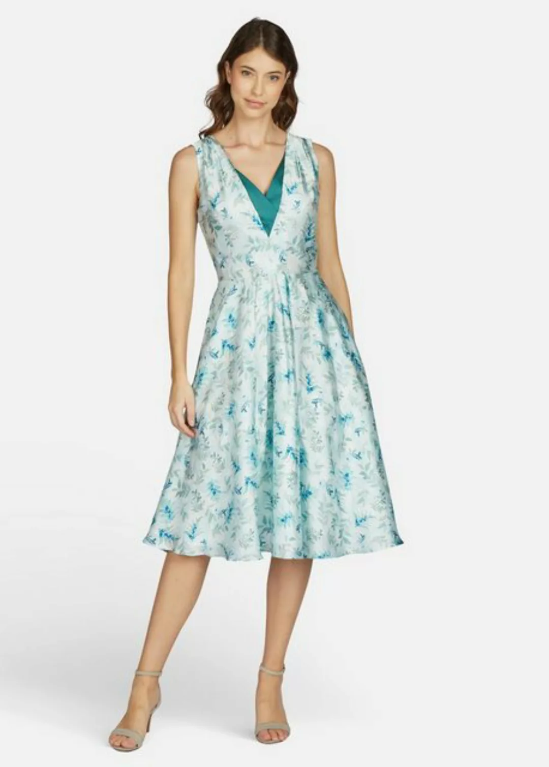 Kleo Abendkleid mit handgezeichnetem Blumenprint günstig online kaufen