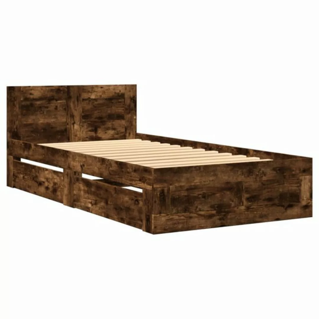 vidaXL Bett Bettgestell mit Kopfteil Räuchereiche 90x190 cm Holzwerkstoff günstig online kaufen