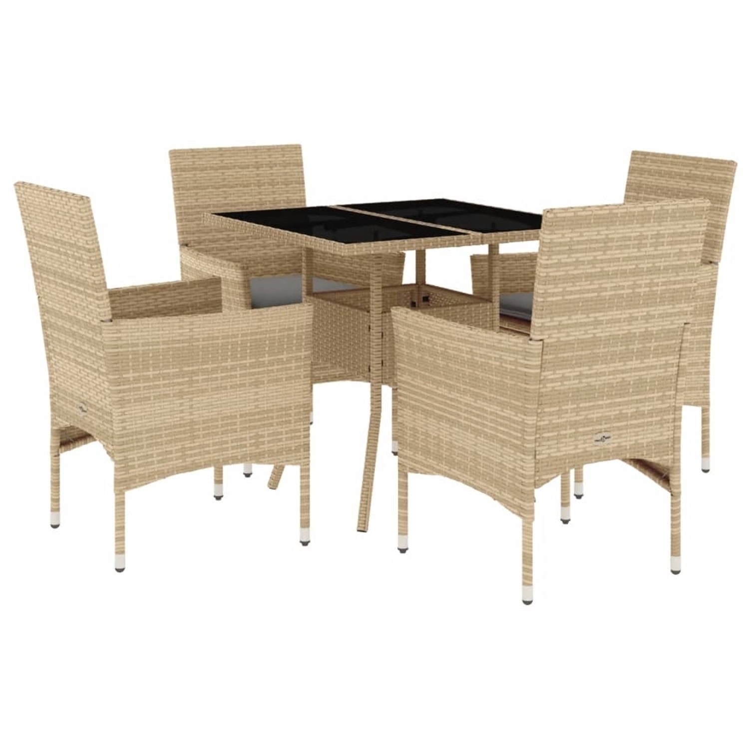 vidaXL 5-Tlg Garten-Essgruppe mit Kissen Beige Poly Rattan und Glas 3278608 günstig online kaufen