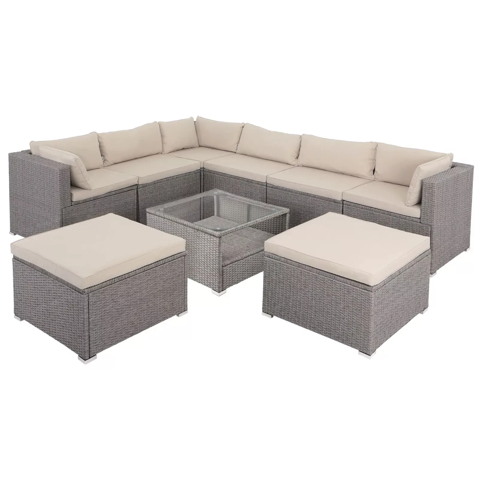 Polyrattan Ecklounge XXL Creme/Beige inkl Kissen günstig online kaufen