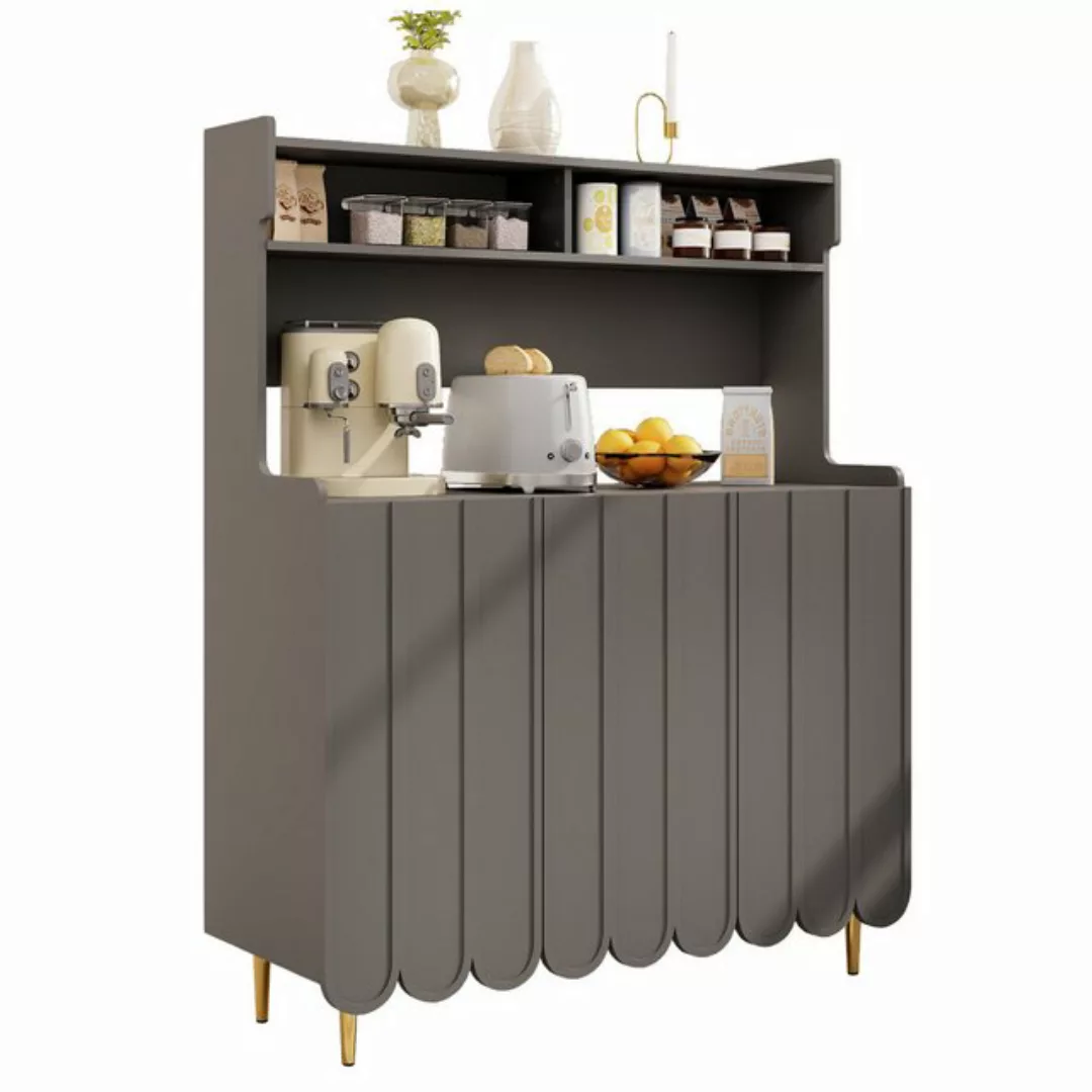 Yorbay Küchenbuffet Küchenbuffet mit offenem Ablageregal-Design, 3 Türen, 1 günstig online kaufen