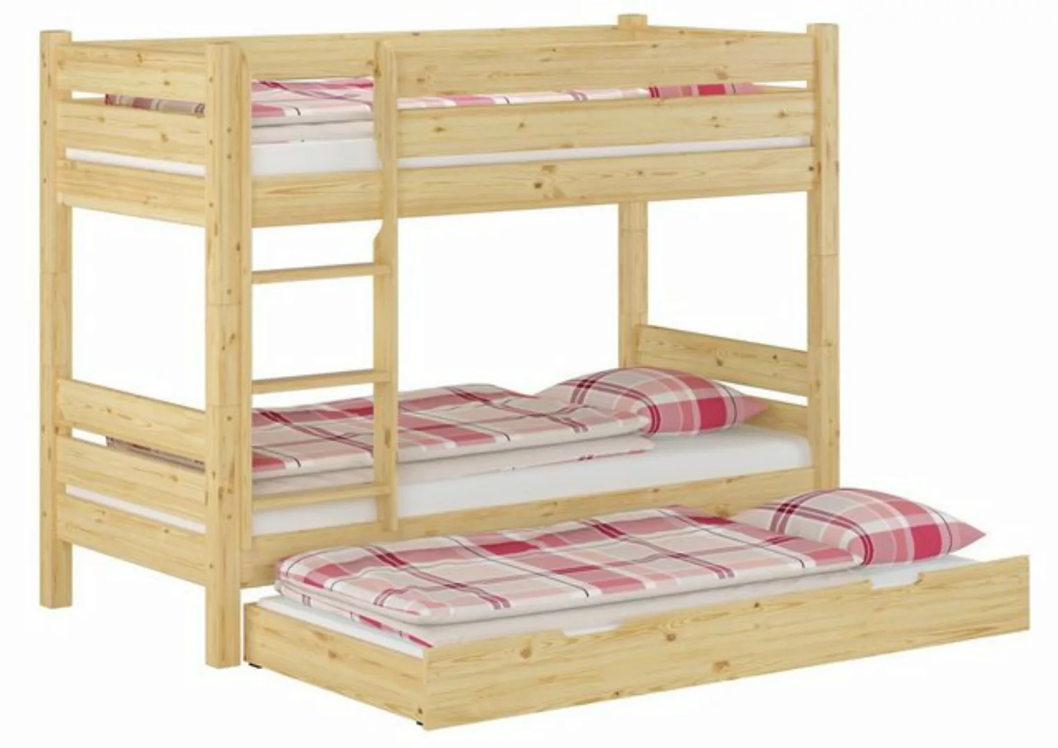 ERST-HOLZ Etagenbett Doppelstockbett mit Gästebett, Matratzen und Rollroste günstig online kaufen