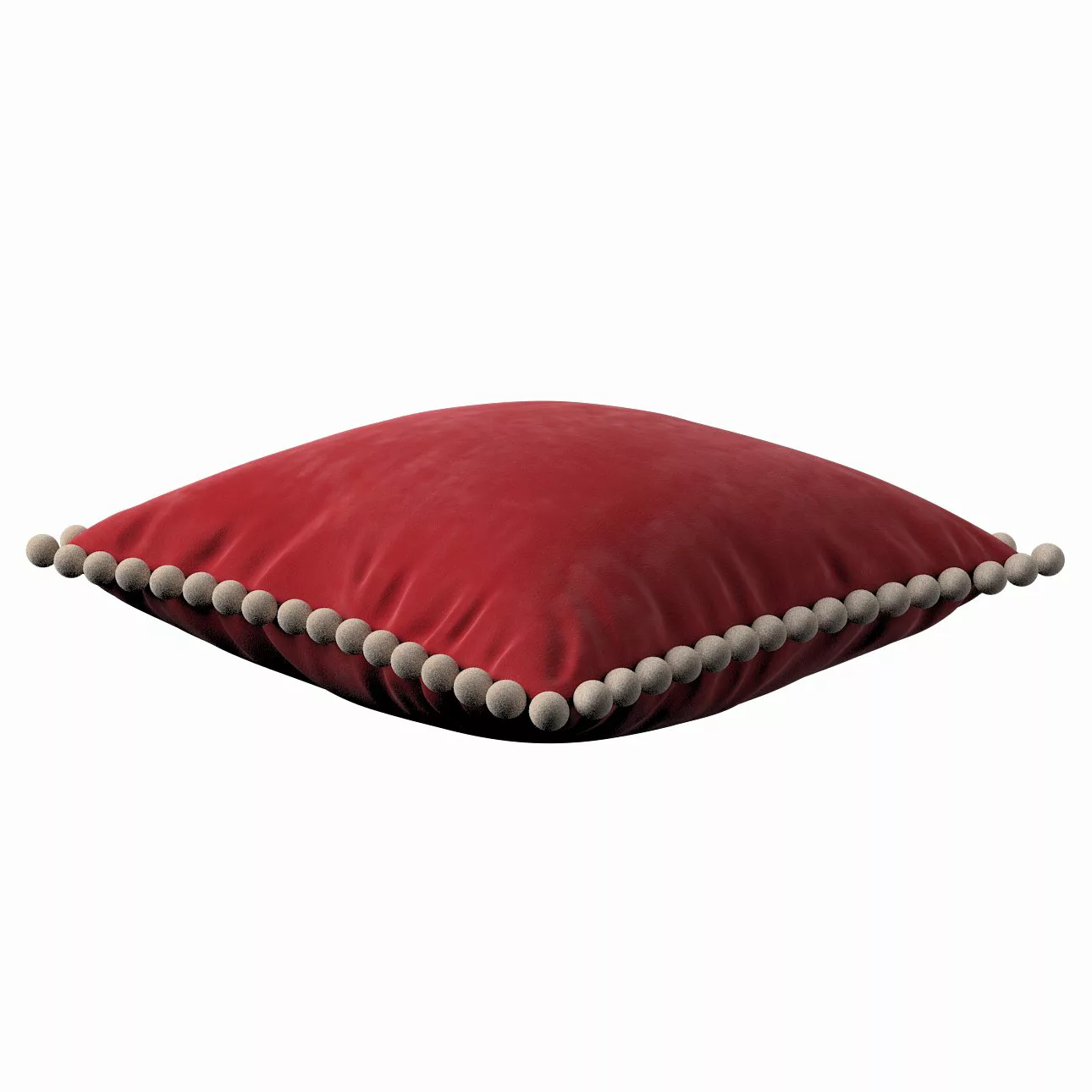 Kissenhülle Wera mit Bommeln, rot, 45 x 45 cm, Velvet (704-15) günstig online kaufen