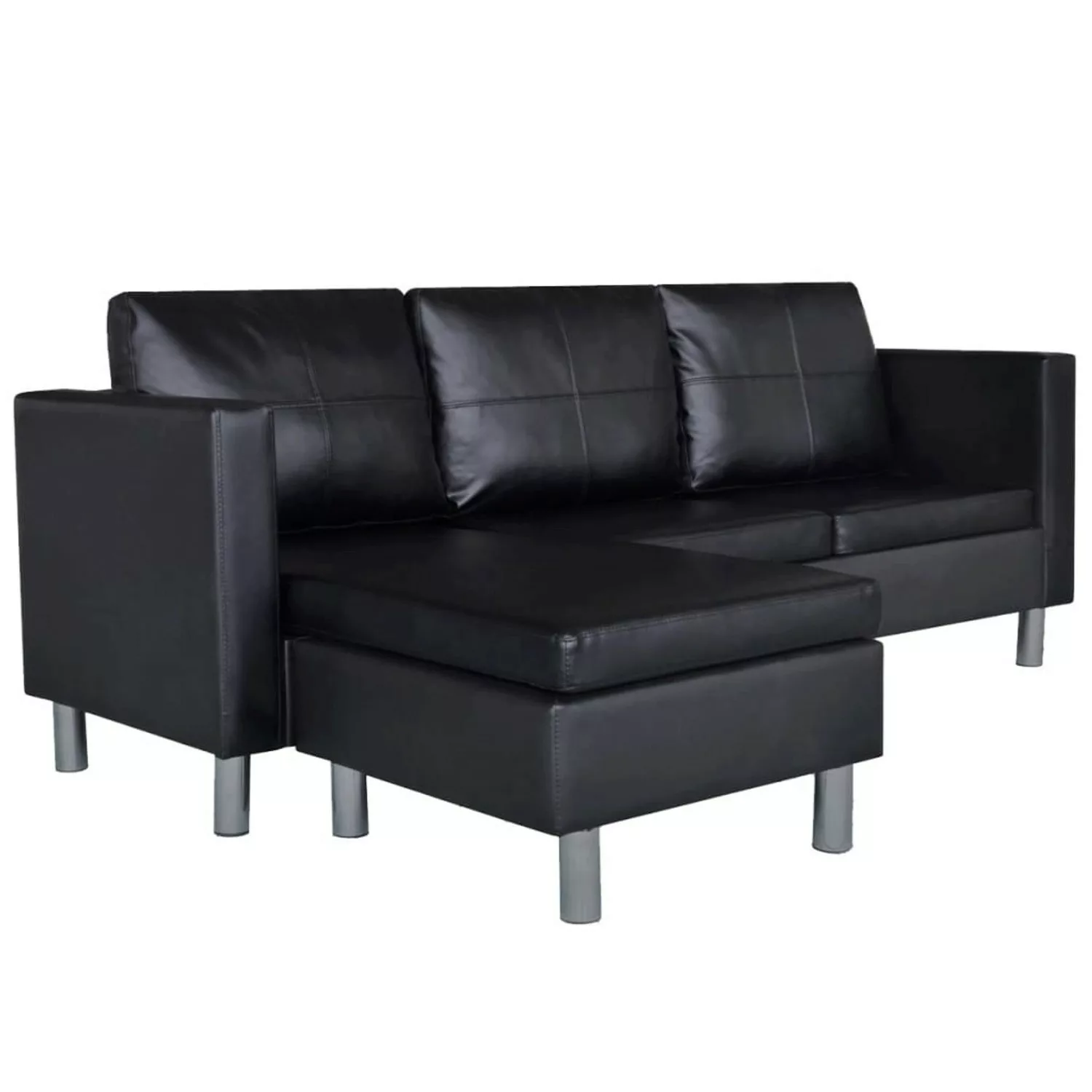 vidaXL Sofa L-förmiges Sofa 3-Sitzer Kunstleder Schwarz günstig online kaufen