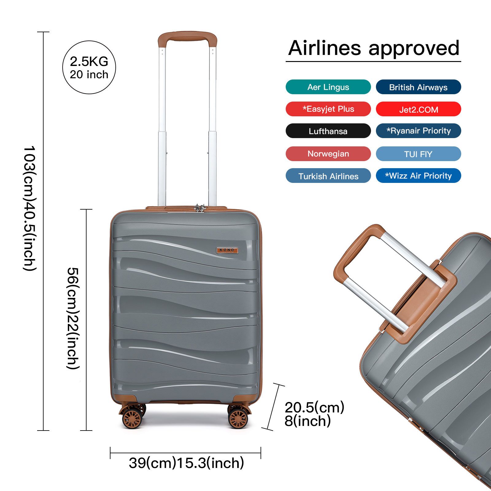 KONO Handgepäck-Trolley Leicht Hartschalenkoffer Reisekoffer mit günstig online kaufen
