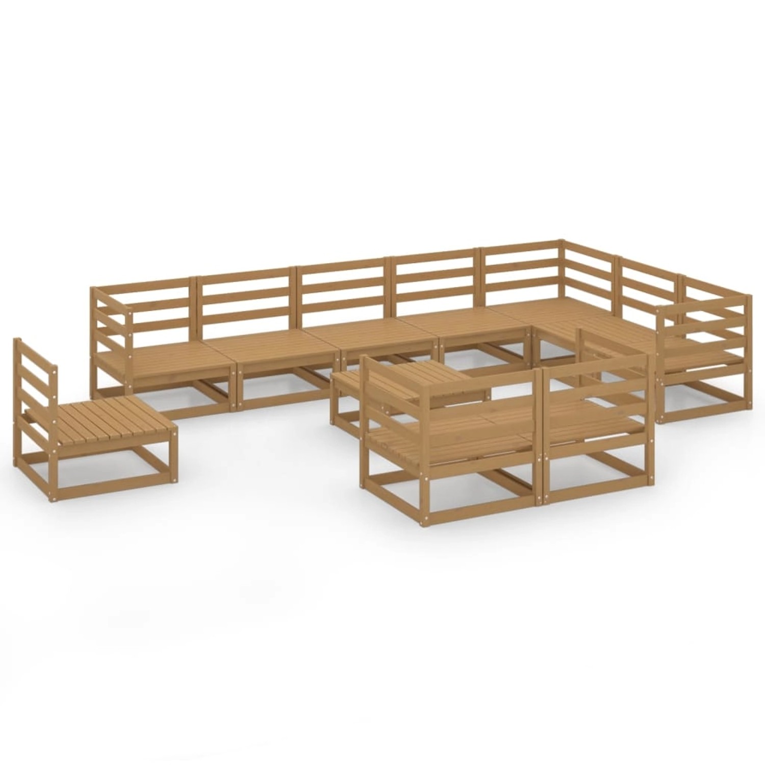 vidaXL 11-tlg Garten-Lounge-Set Honigbraun Massivholz Kiefer Modell 1 günstig online kaufen