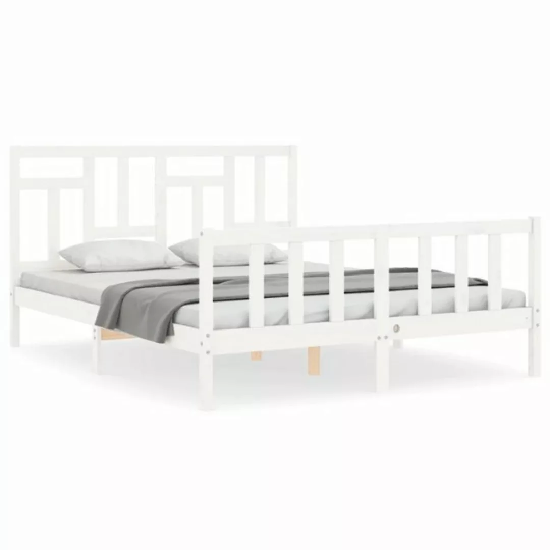 vidaXL Bett Massivholzbett mit Kopfteil Honigbraun günstig online kaufen