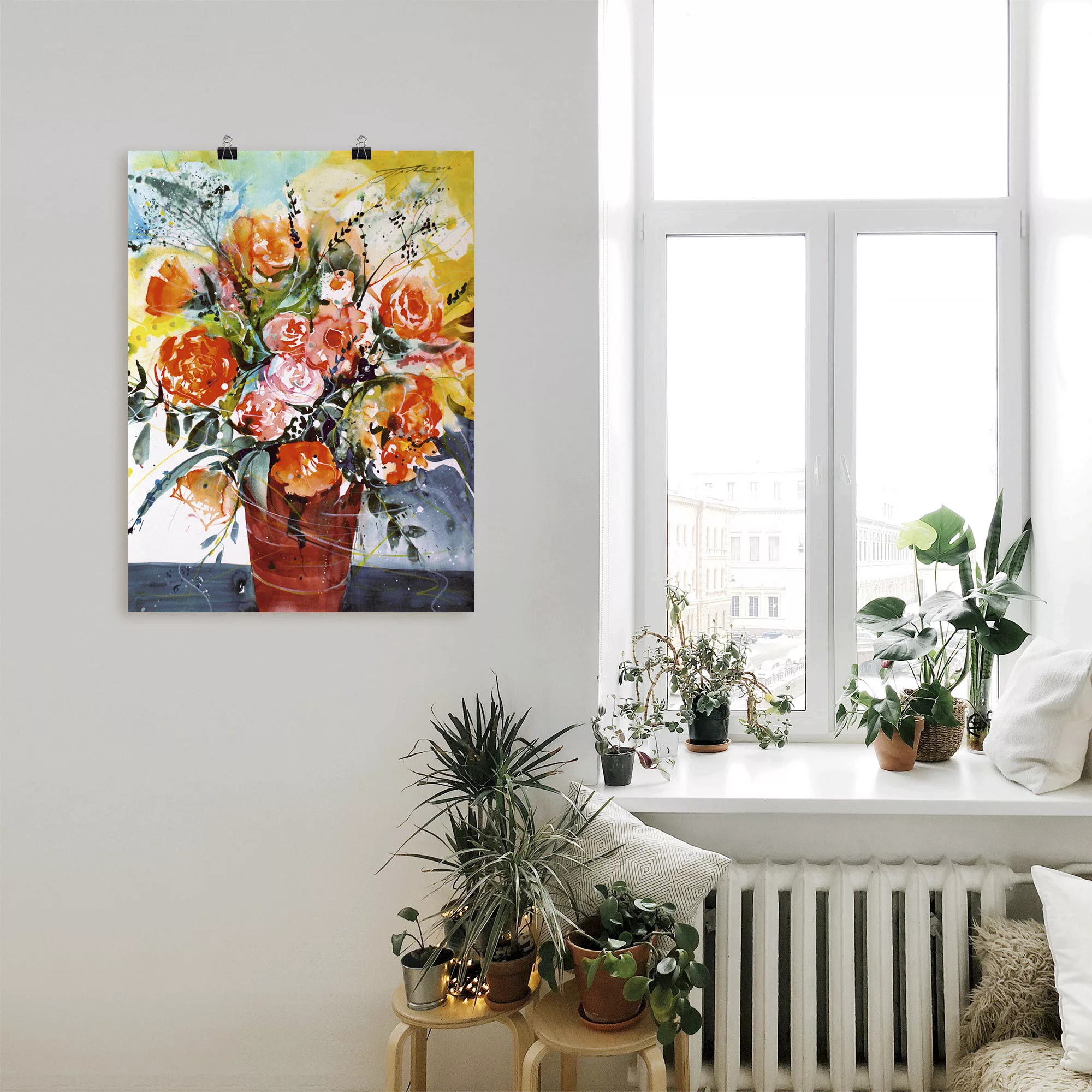 Artland Poster "Rosen in brauner Vase", Blumen, (1 St.), als Alubild, Leinw günstig online kaufen