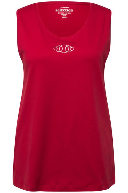 Ulla Popken Longtop Top Pima Cotton Slim Rundhals Ziersteinchen günstig online kaufen