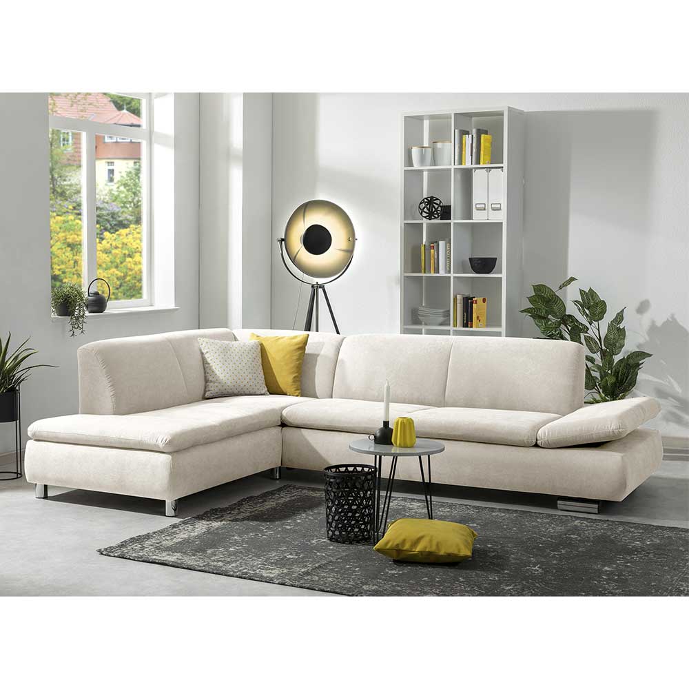 Ecksofa mit verstellbarer Armlehne Beige günstig online kaufen