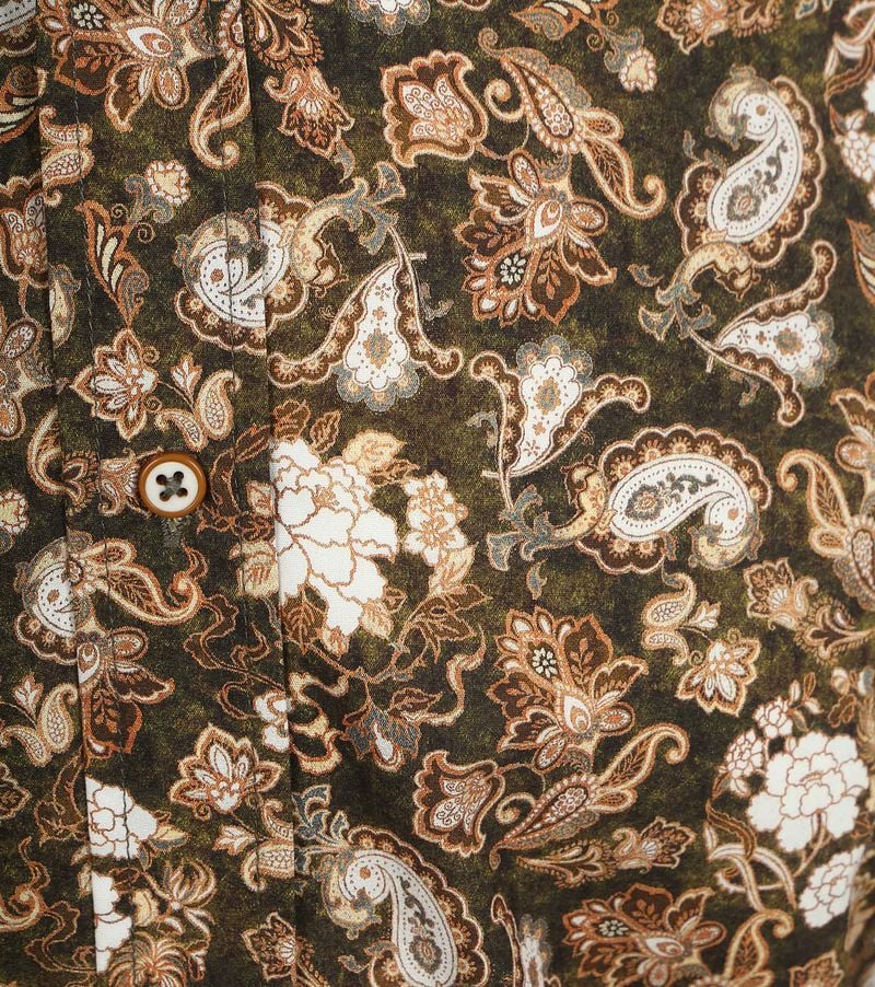 Suitable Hemd Paisley Grün Beige - Größe XL günstig online kaufen