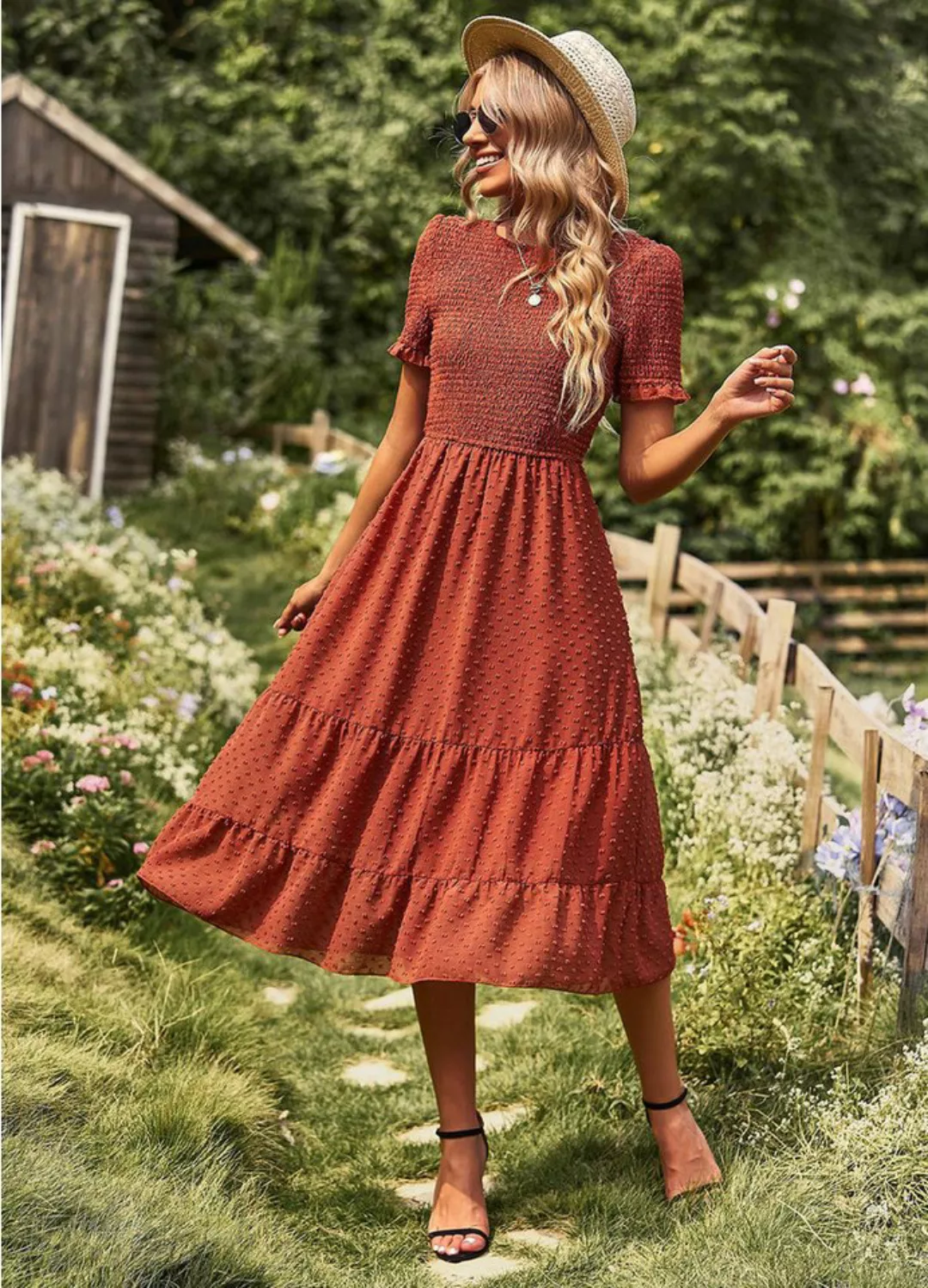 DEBAIJIA Dirndl Sommerkleid Damen Einfarbig Kleid Lässiger Elegant günstig online kaufen