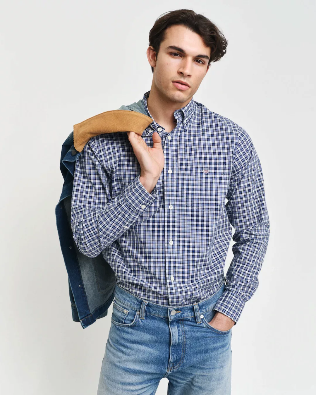 Gant Langarmhemd "REG POPLIN SMALL CHECK SHIRT", Regular Fit Popeline Hemd günstig online kaufen