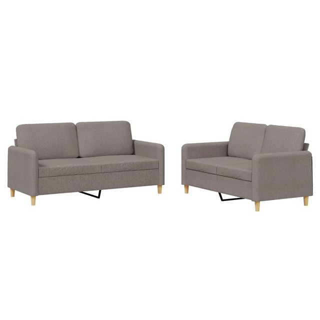 vidaXL Sofa 2-tlg. Sofagarnitur mit Kissen Taupe Stoff günstig online kaufen