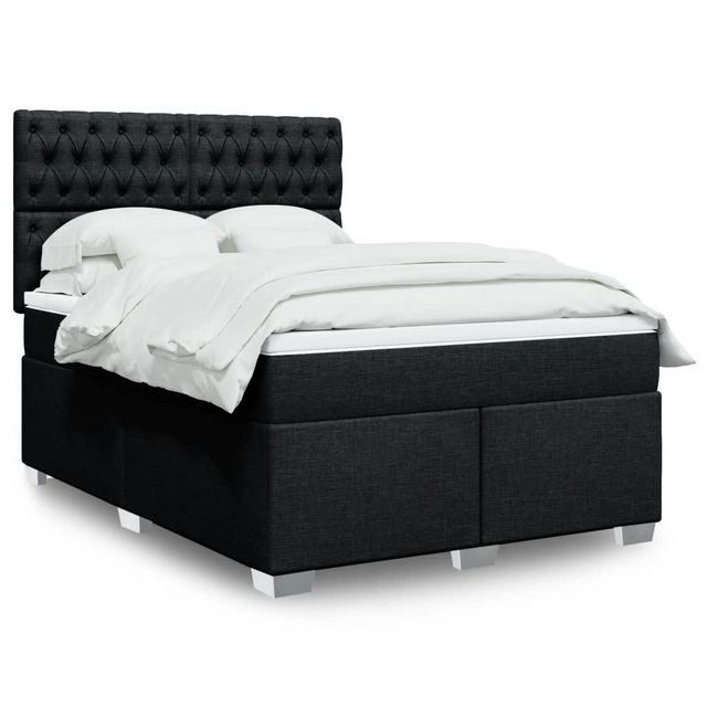 vidaXL Boxspringbett, Boxspringbett mit Matratze Schwarz 160x200 cm Stoff günstig online kaufen