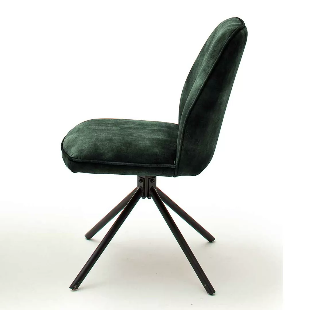 Drehbare Esszimmerstühle in Oliv Grün Velours Metallgestell schwarz (2er Se günstig online kaufen