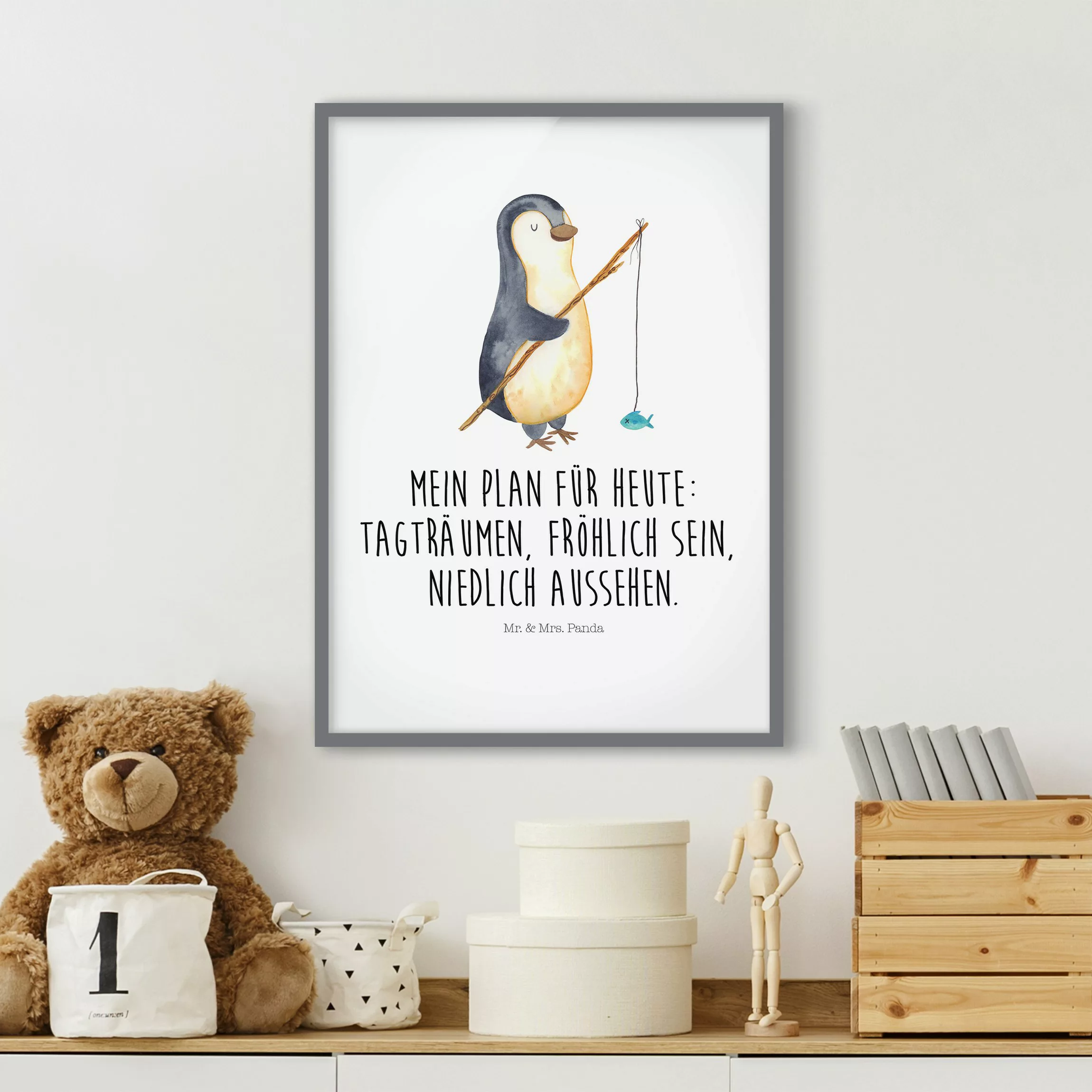 Bild mit Rahmen Mr. & Mrs. Panda - Pinguin - Tagträumen günstig online kaufen