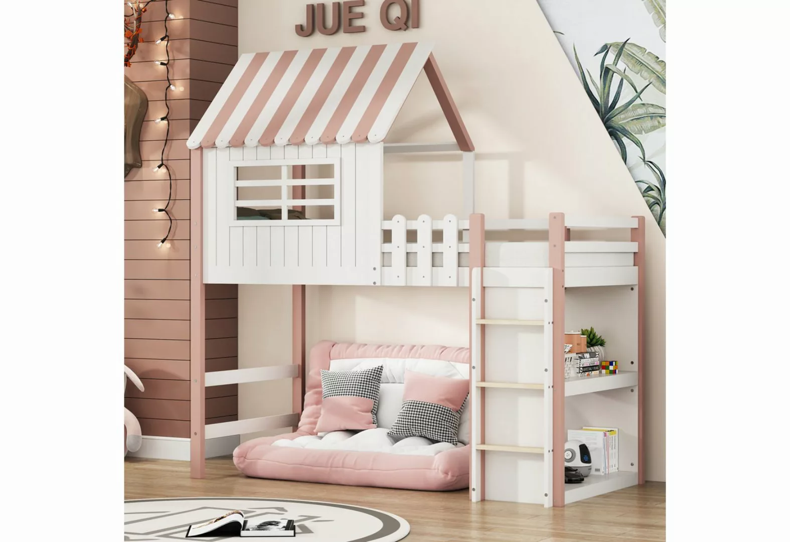 HAUSS SPLOE Kinderbett 90x200 cm mit Sicherheitsleiter, Ablagefach und Latt günstig online kaufen