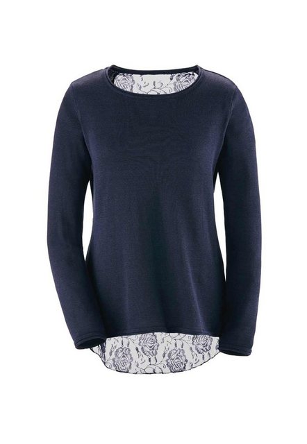 creation L Strickpullover CRÉATION L Damen Pullover m.Spitzen-Rückenpartie, günstig online kaufen