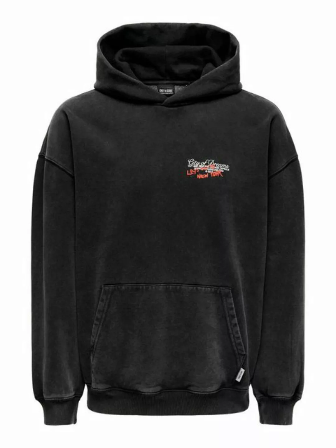 ONLY & SONS Hoodie Hoodie Locker geschnittener Kapuzenpullover 7795 in Schw günstig online kaufen