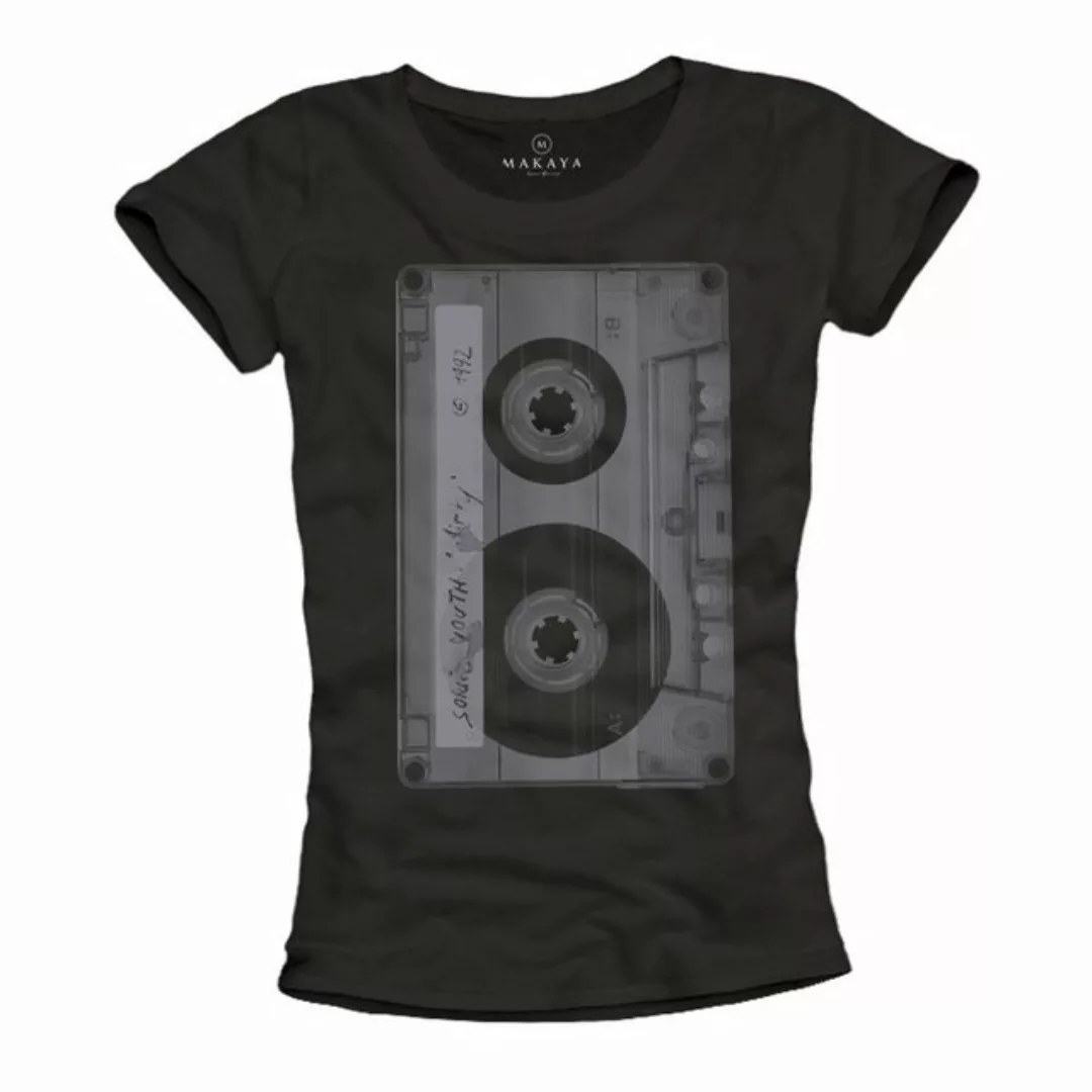 MAKAYA T-Shirt Damen Kurzarm Schwarz Musik Top Hip Hop Frauen Oberteile Tap günstig online kaufen