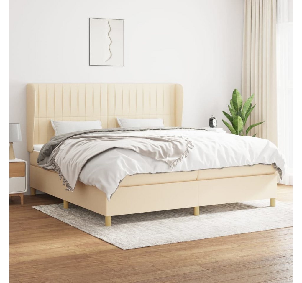 vidaXL Boxspringbett Boxspringbett mit Matratze Creme 200x200 cm Stoff Bett günstig online kaufen