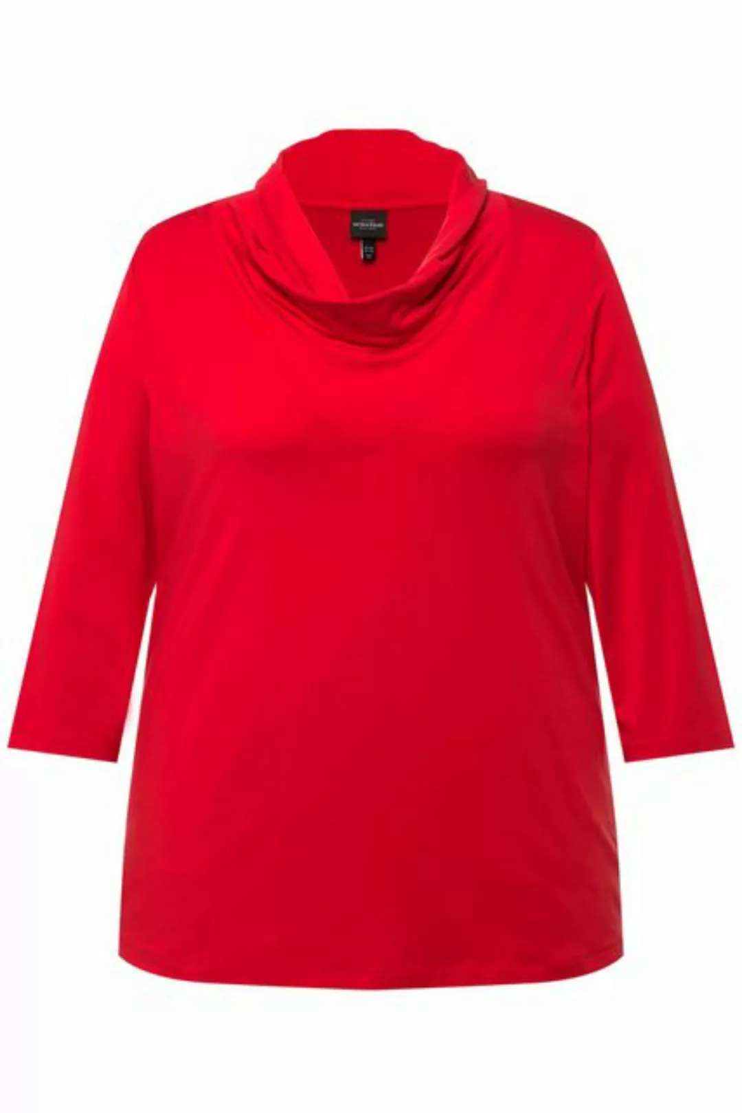 Ulla Popken Rundhalsshirt Shirt Lyocell Wasserfall-Ausschnitt 3/4-Arm günstig online kaufen