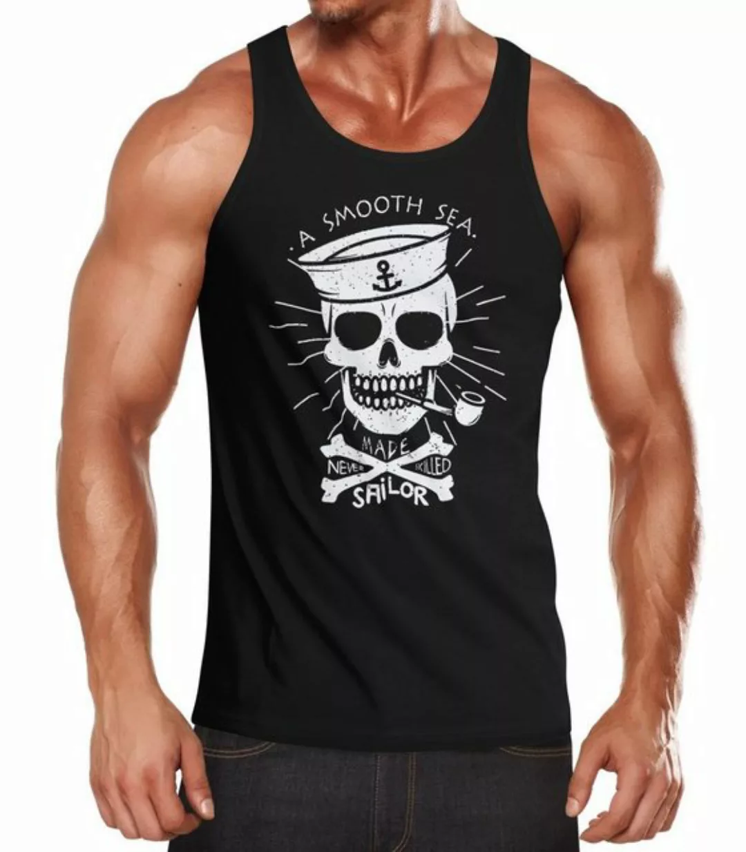 Neverless Tanktop Herren Tank Top A smooth sea never made skilled Sailor Sk günstig online kaufen