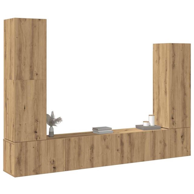 vidaXL Schrankmodule 4-tlg. TV-Schrank-Set Wandmontage Artisan-Eiche Holzwe günstig online kaufen