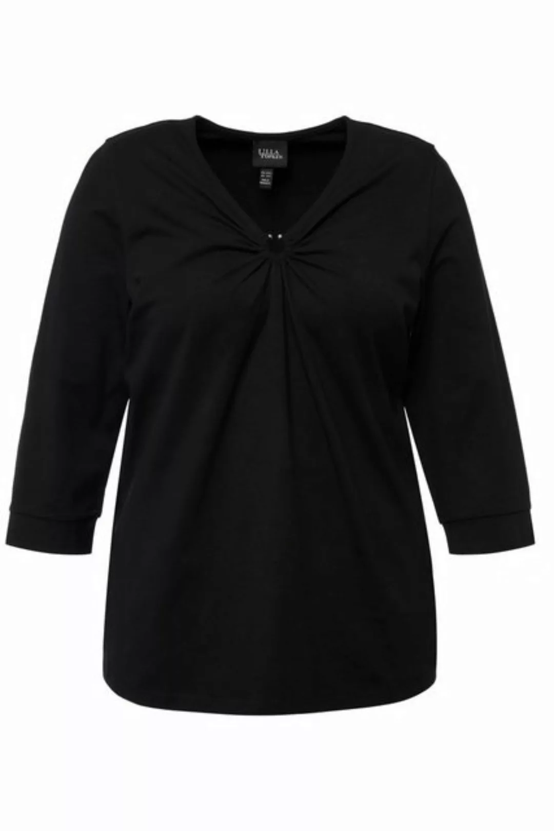 Ulla Popken Rundhalsshirt Shirt Zierring Classic V-Ausschnitt 3/4-Arm günstig online kaufen