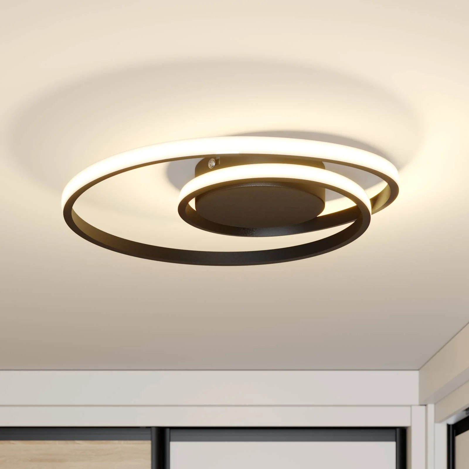 Lindby Kyron LED-Deckenlampe, schwarz matt günstig online kaufen